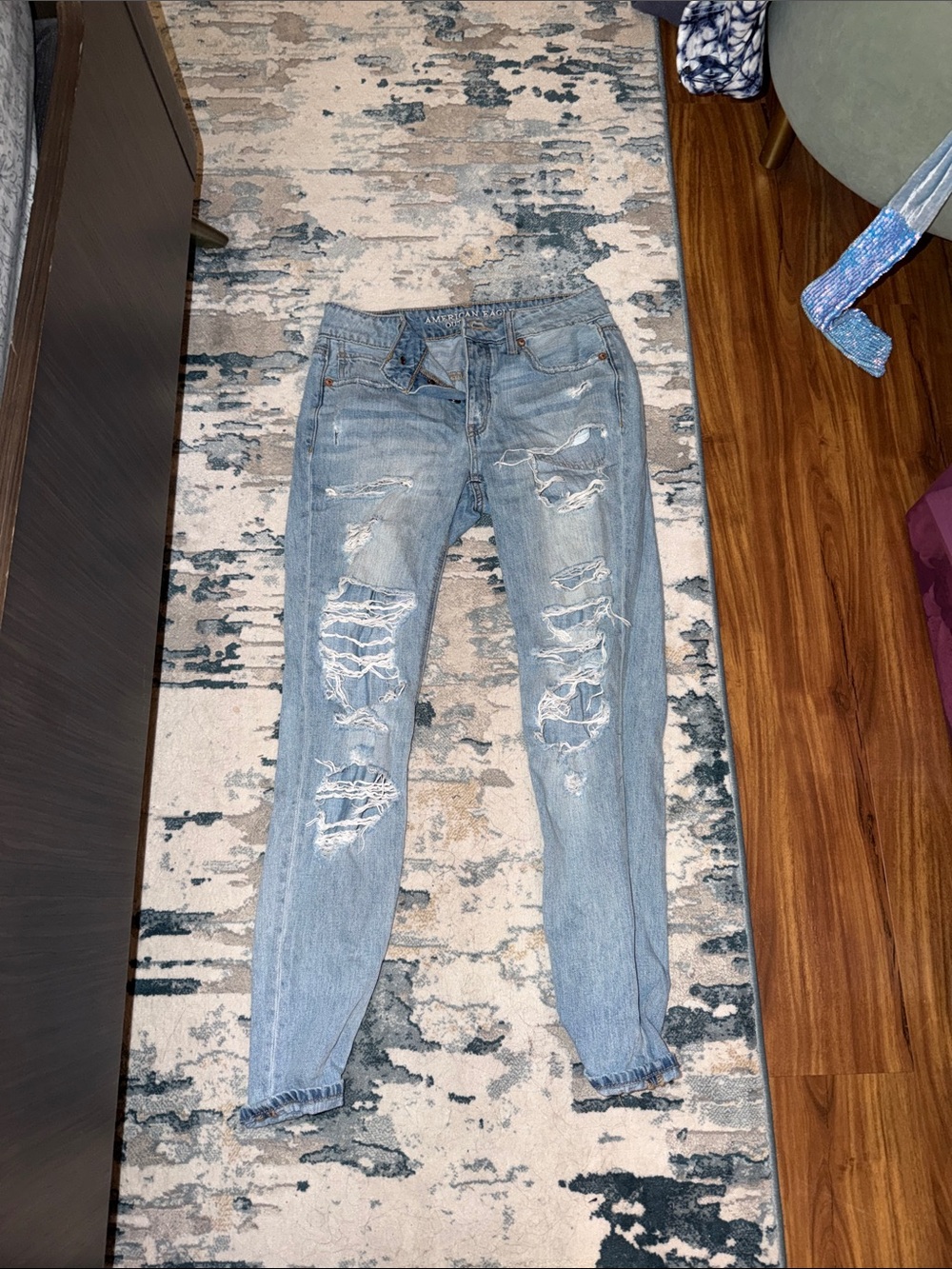 American Eagle Outfitters Light Blue Ripped Skinny Jeans